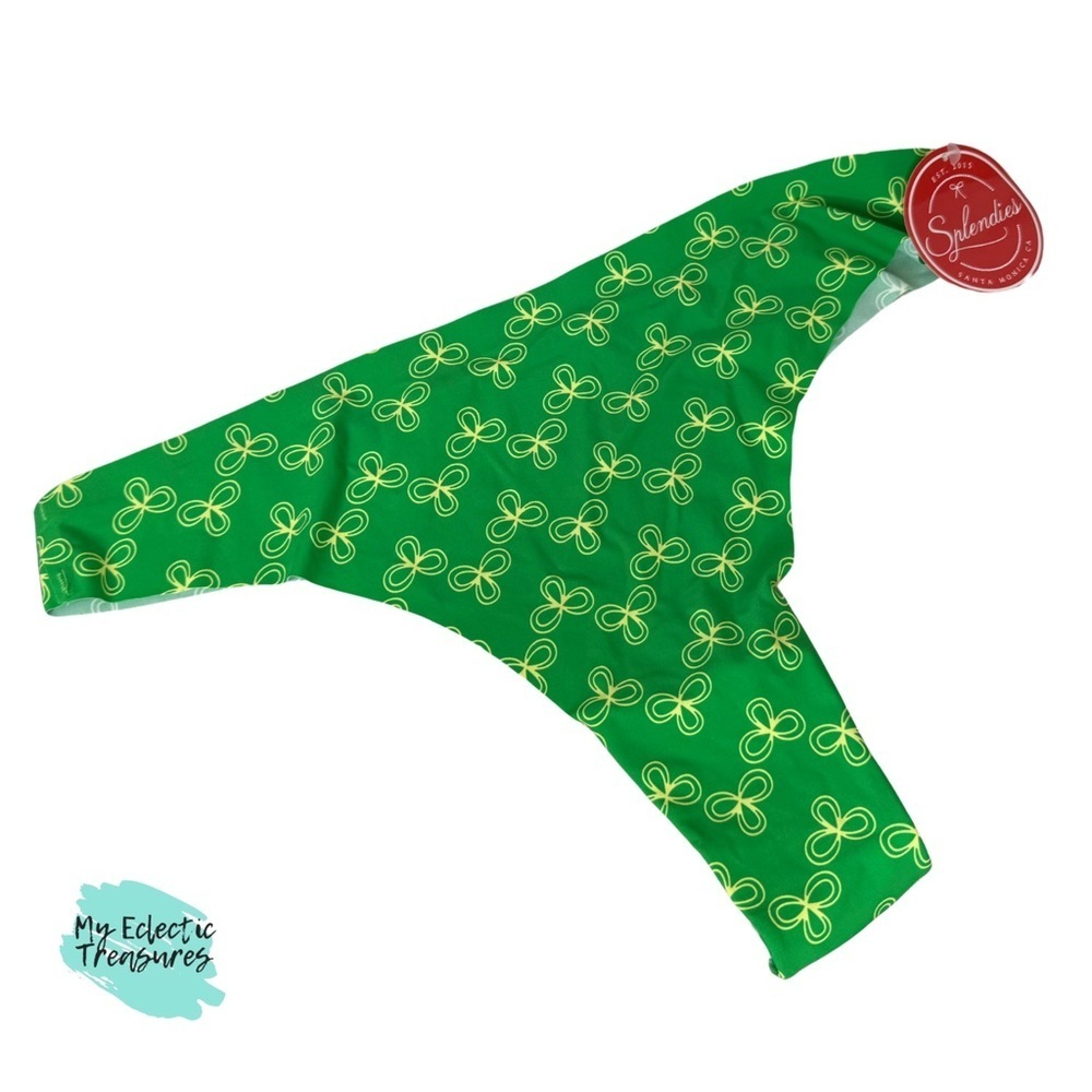 Green Patterned Thong Panties by Splendies Size 1X NWT